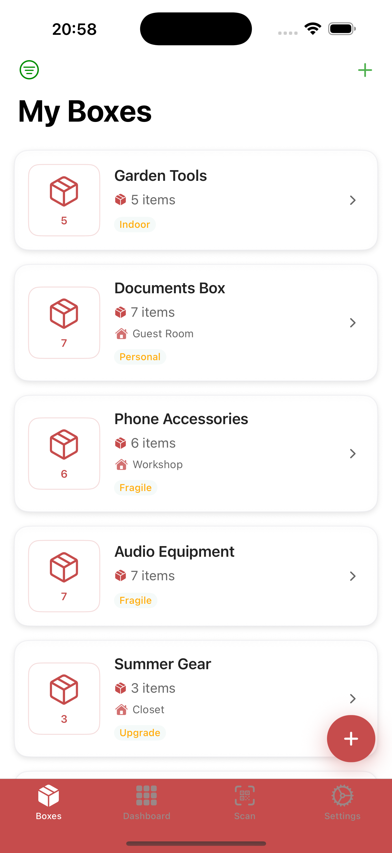 AtticFox Box List Screen