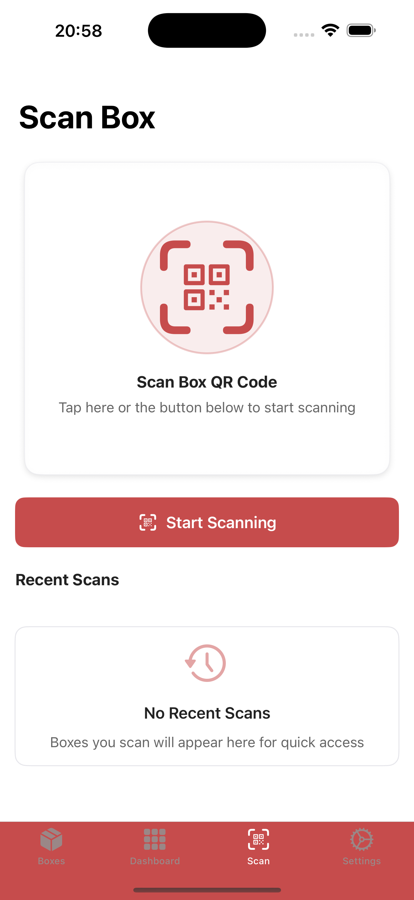 AtticFox QR Scanning Screen